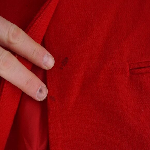 Vintage Sag Harbor Red 100% Wool w Black Collar Single Button Blazer Size 10 - Picture 12 of 13
